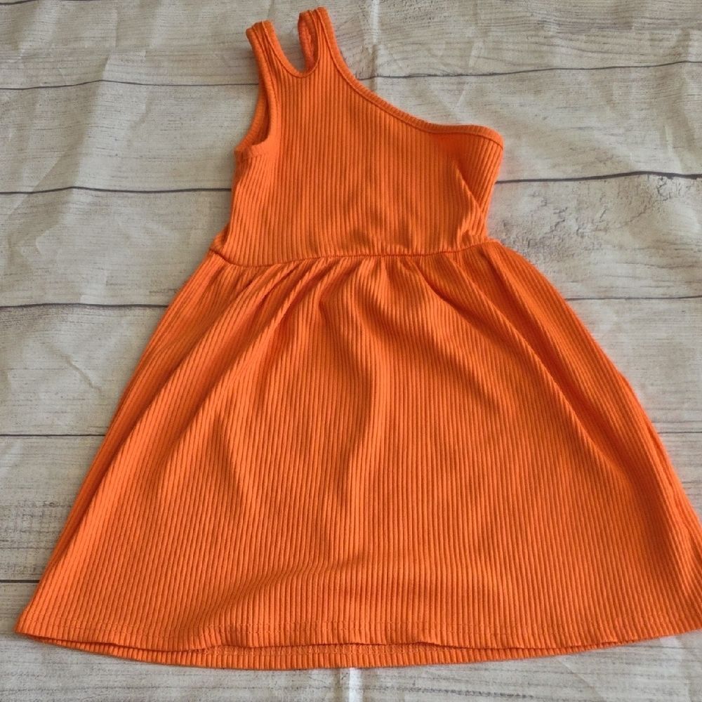Orange One-Shoulder Sleeveless Sundress